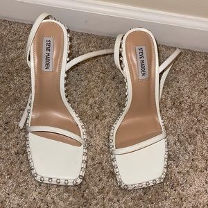 Steve Madden Zelle White Rhinestone Square Toe Heel